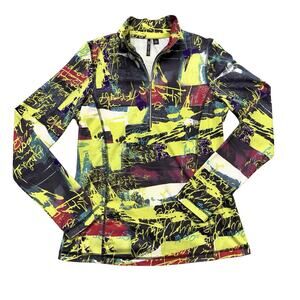 SNO Skins Graffiti Print Quarter Zip Performance Top Size L